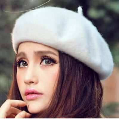 Korean wool knitted wool BERET high-grade pure female tail hat