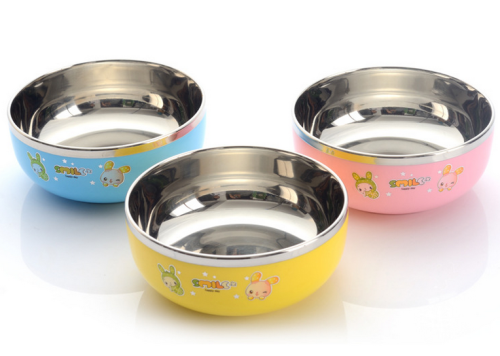 Children‘s Plastic Stainless Steel Double-Layer Bowl Anti-Scald Insulation Baby Bowl Cartoon Bowl Children‘s Tableware 8807