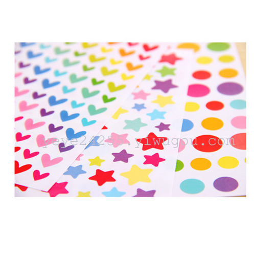Korean Color Stickers Love Five-Pointed Star Paper Decorative Sticker Diary Album Stickers