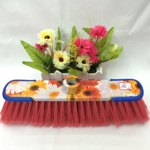 Printed Broom Plastic Broom with Rod Broom Two Ends Rubber Strip