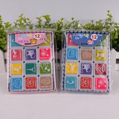 Colorful Thumb Inkpad Korean Creative Seal Cute Children Finger Painting Mini Small Stamp Pad 12 Colors