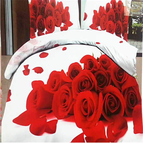 cotton active printed four-piece bedding set 3d four-piece rose rose