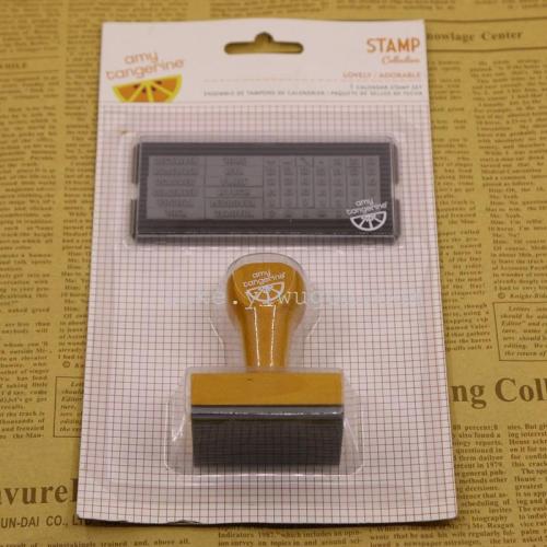 foreign trade children‘s seal wood seal wooden seal stamp pad inkpad