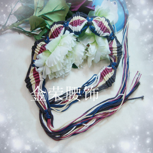 Woven Belt Tassel Bohemian Style Vintage Wax Rope All Hand-Woven Women‘s Belt Ethnic Style Knitted Belt