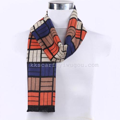 new men‘s scarf young people pure color thickened plaid korean style scarf
