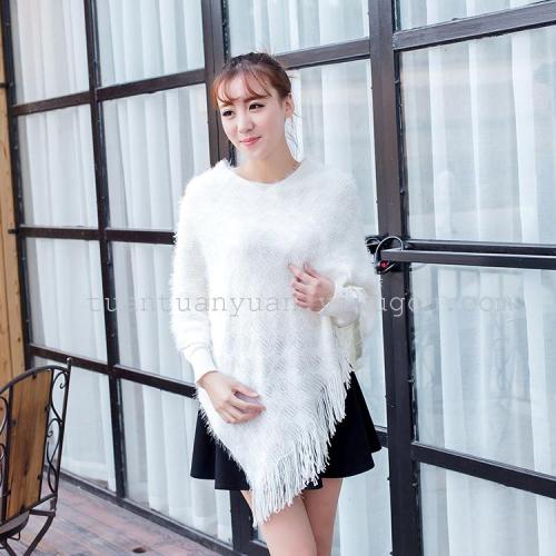Shawl Factory Direct Sales Women‘s Knitted Wool Shawl Cape Pullover New Fashion Tassel