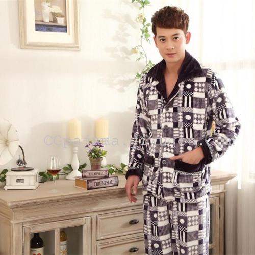 autumn and winter new men‘s thickened warm homewear flannelette pajamas