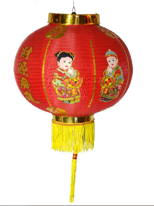 10寸 红色绸布钢丝人物圆灯 厂家直销