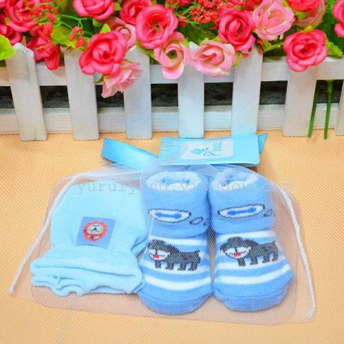 New Super Cute Cartoon Babies‘ Socks Gloves Combination Anti-Grasping Gloves Combination Factory Direct Sales Export