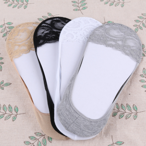 pure cotton women‘s hollow pattern boat socks lace edge pattern socks invisible socks shallow mouth socks