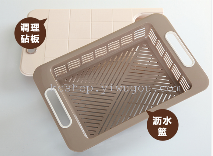Plastic cutting board, drip sieve and draining basket pic 3