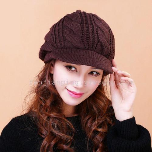 foreign trade customized winter style cap knitted jacquard 8-word baseball cap