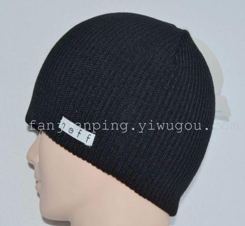 foreign trade customized winter embroidery knitted men‘s elastic casual hat wholesale