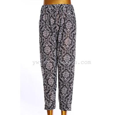 Ninth bloomers large size middle-aged pants printing leggings