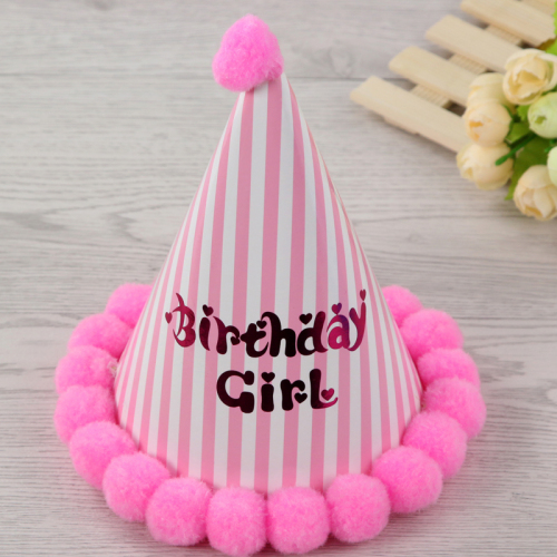 Birthday Party Birthday Hat Tricorne Birthday Protagonist Cap Ball Fuzzy Ball Edge Hat