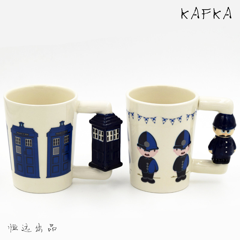 创意警察局水杯 英伦风警察亭茶杯  咖啡杯 水杯