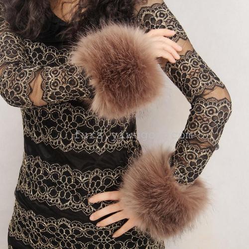 Khaki Simulation Fox Fur Wrist Fur Cuff New