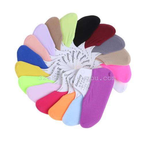 New Colorful Solid Color Non-Slip Flat Panel Ankle Socks Women‘s Shallow Mouth No Show Socks