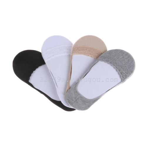 Solid Color Flat Versatile Boat Socks Soft Cotton Flat Ten Lace Boat Socks