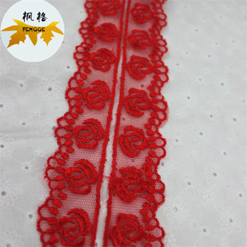 factory direct sales festive red mesh polyester lace