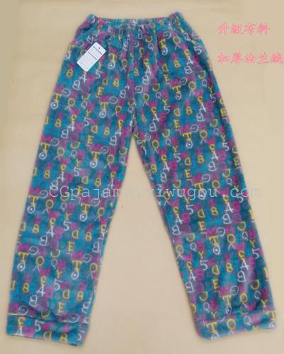 winter thick flannel mink velvet foreign trade cartoon men and women pajama pants home pants