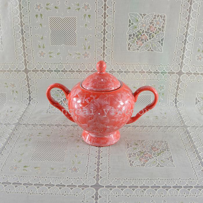 A complete set of 15-head ceramic tea sets with crystal glaze art pic 3