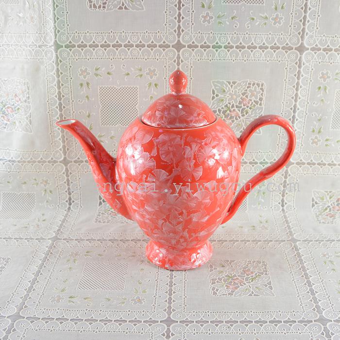 A complete set of 15-head ceramic tea sets with crystal glaze art pic 2