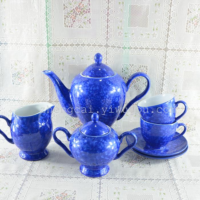 A complete set of 15-head ceramic tea sets with crystalline glaze art tea sets pic 1