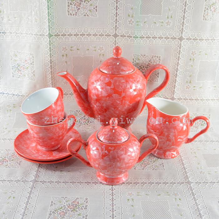 A complete set of 15-head ceramic tea sets with crystal glaze art pic 1