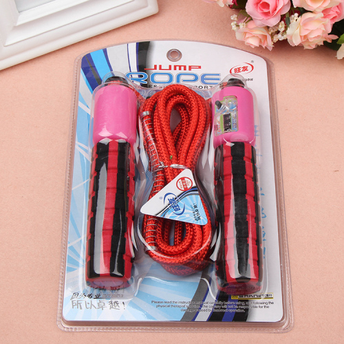 wangyou high frequency series skipping rope high frequency vertical double color sponge counting bright silk cotton rubber skipping rope