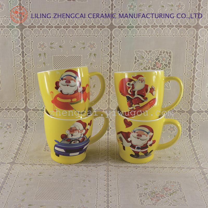 圣诞陶瓷杯 日用陶瓷杯 库存色釉杯子