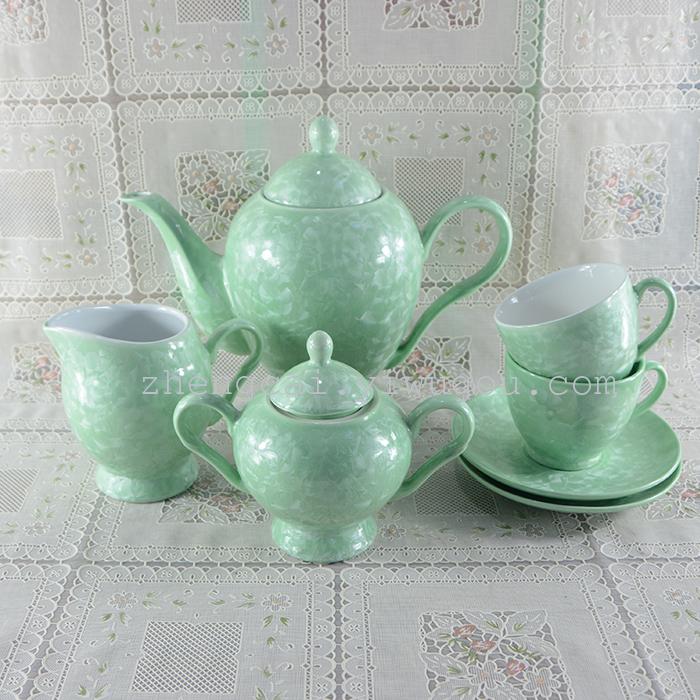 A complete set of 15-head ceramic tea sets with crystalline glaze art tea sets pic 1