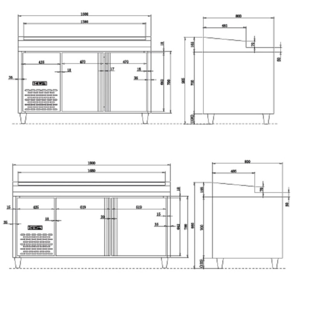 三门比萨风冷工作台商用风冷沙拉工作台西餐披萨柜系列