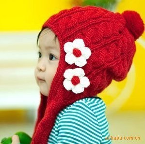 baby warm hat children‘s hat winter knitted scarf hat/cute little flower