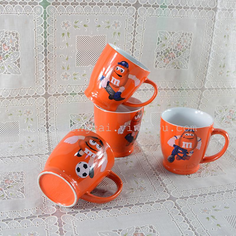 陶瓷杯 外贸咖啡杯 卡通色釉杯 儿童杯