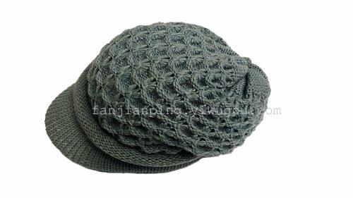 foreign trade hot jacquard women‘s casual knitted fashion hat peaked cap