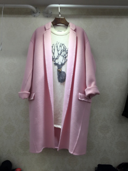韩国正品粉色羊绒大衣外套_卫红韩国名品女装