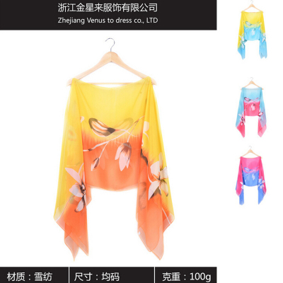 Summer sun protection, air conditioning shawl gradual chiffon silk scarves wholesale.