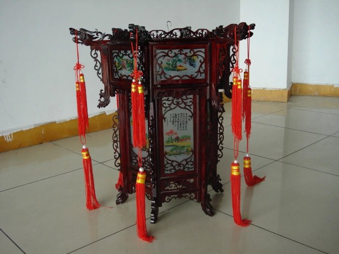 仿古木雕宫灯PP二层 古典装饰家用灯笼 喜庆用品宫廷灯笼