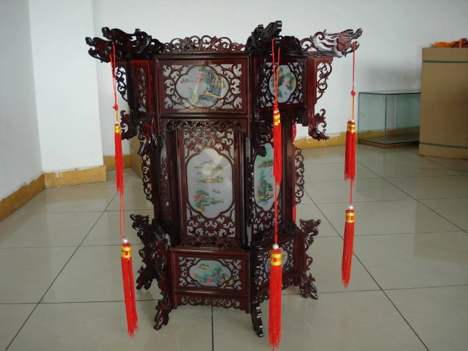 仿古木雕宫灯PP三层 古典装饰家用灯笼 喜庆用品宫廷灯笼