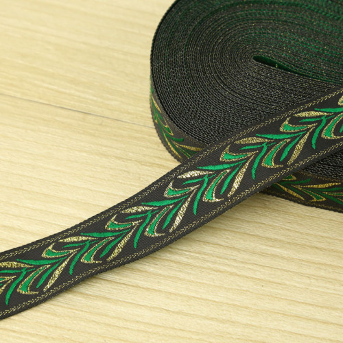 Green Sprout-Shaped Lace Ribbon Ethnic Hat Boud Edage Belt