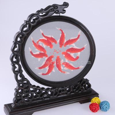Design Koi Design Circular Table screen double-sided embroidery 20 Garden manufacturers Direct sale