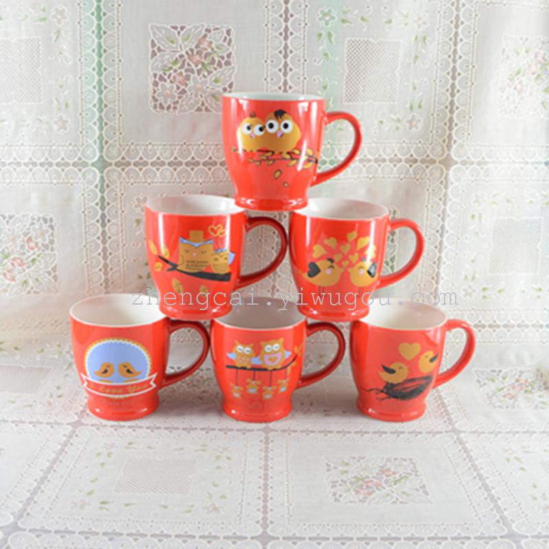 陶瓷杯卡通杯  色釉广告促销杯