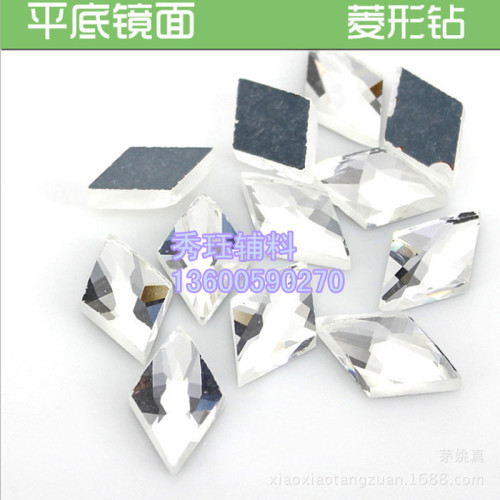 middle east flat-bottomed fancy shape rhinestone glass drill sale multi-color 6*12 diamond shape