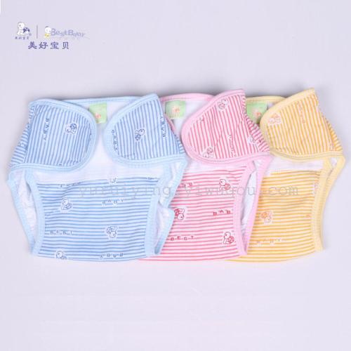 Baby Diaper Pants Washable Baby Diaper Cover Breathable Leakproof Wetting Proof Pants Waterproof Stripes Diapers Four Seasons Newborn