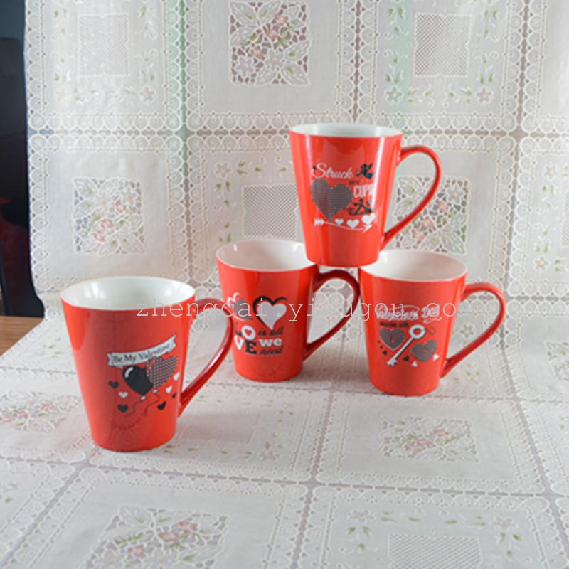 陶瓷杯情人节杯  色釉广告促销杯