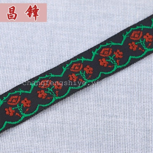 Ethnic Style Light Jacquard Net Tape Red Green 1.8cm Non-Elastic Lace