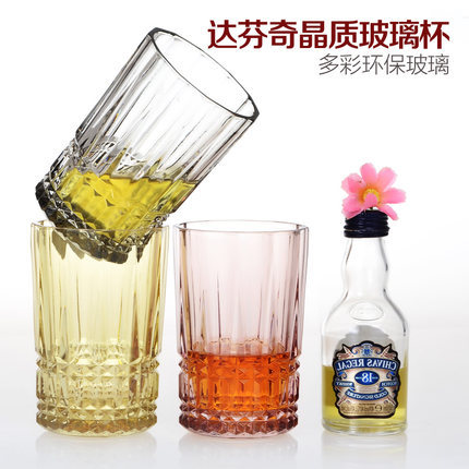 colorful glass transparent creative glass water cup juice cup wine glass beverage cup nc-8662
