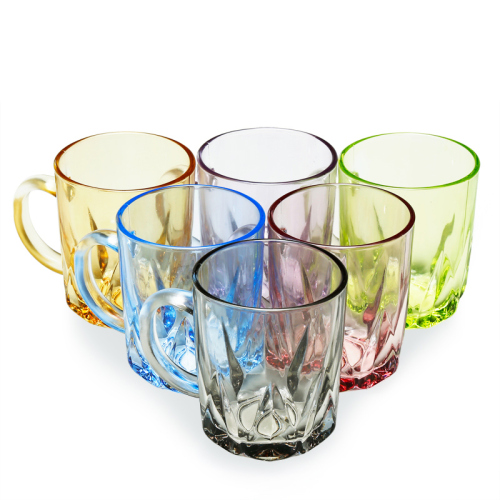 NC-8582 Barcelona Colorful Handle Cup Household Colored Glass Transparent Wine Glass Tea Cup Juice Handle Cup