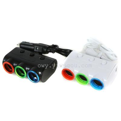 On-board cigarette lighter with three dual usb car charger with independent switch power socket auto supplies.